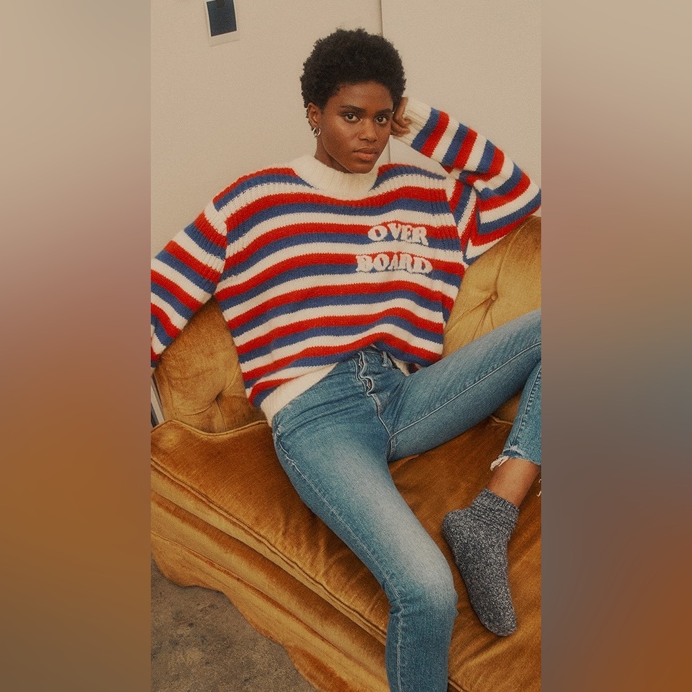 Mother Over the Board Striped Crew Neck Sweater size medium nautical